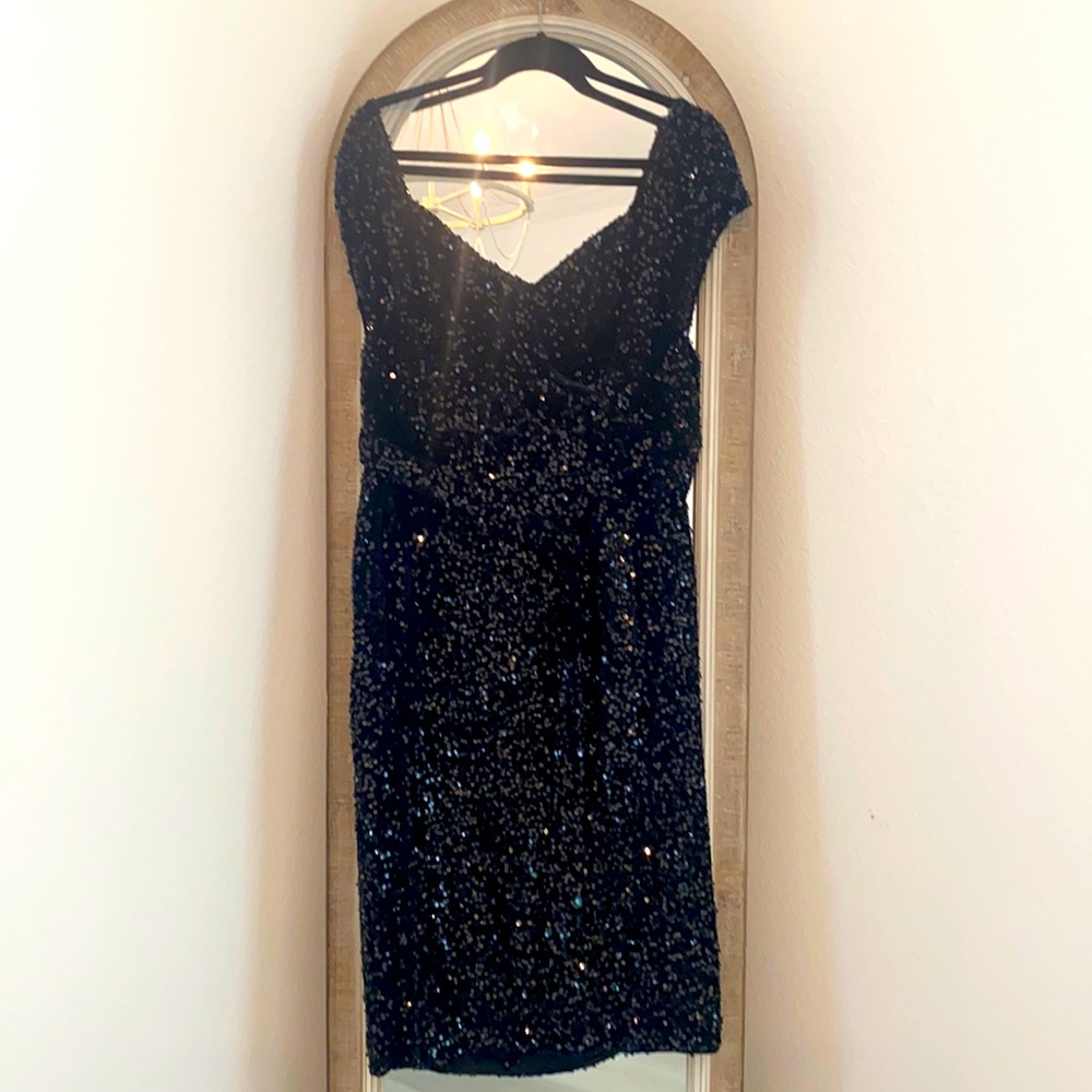 Sequin Tie Off The Shoulder Dress